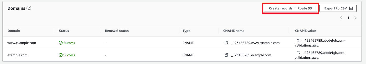 ACM - Domains status